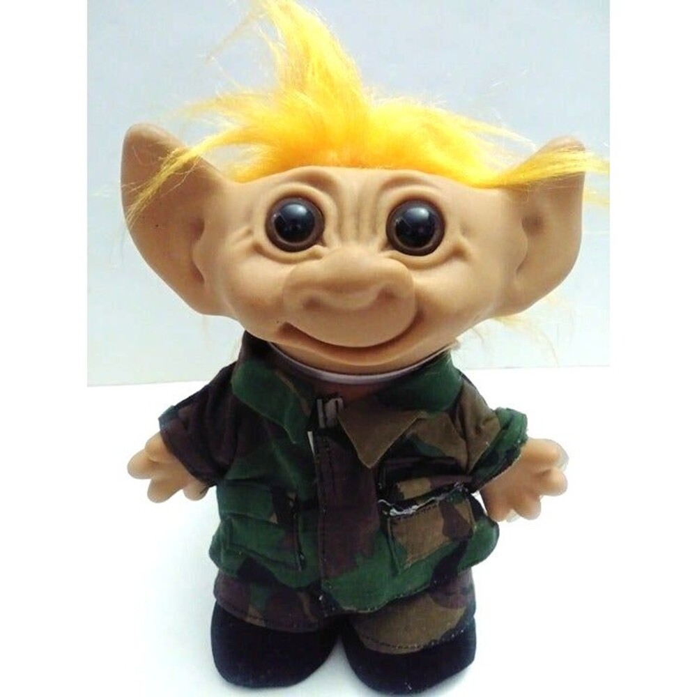 Uneeda Good Luck Wishnik 8" Troll Soldier Orange Hair Soldier Troll 8" - Picture 2 of 6